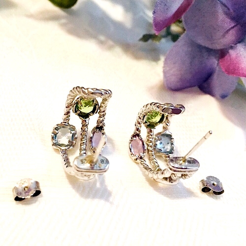 SOLD Sterling Topaz Amethyst Peridot Citrine Ear - Picture 5 of 14